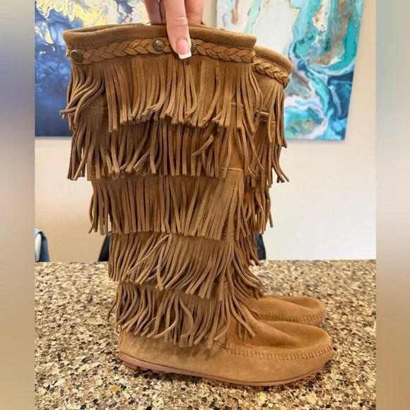 Minnetonka Suede Fringe Boots - Picture 1 of 5